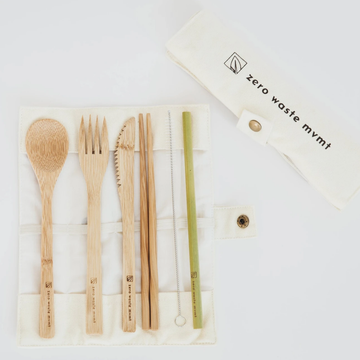 Zero Waste MVMT - Travel Bamboo Cutlery Set White