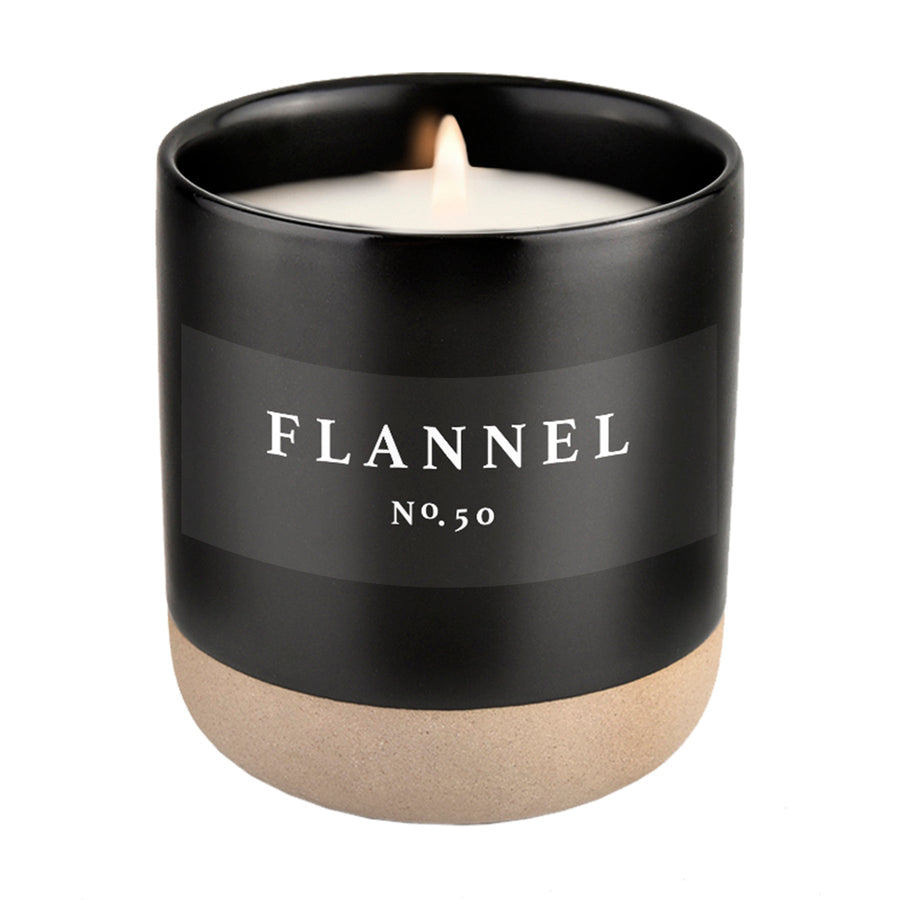 Sweet Water Decor - Flannel Soy Candle Black Stoneware Jar 12oz