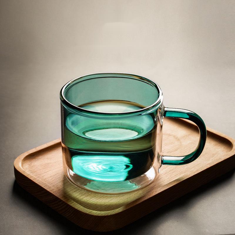 Blissible Box -  Green Double Walled Glass Mug